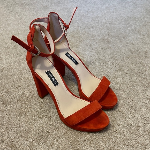 Nine West Shoes - Nine West Red Suede Block Heel Sandals